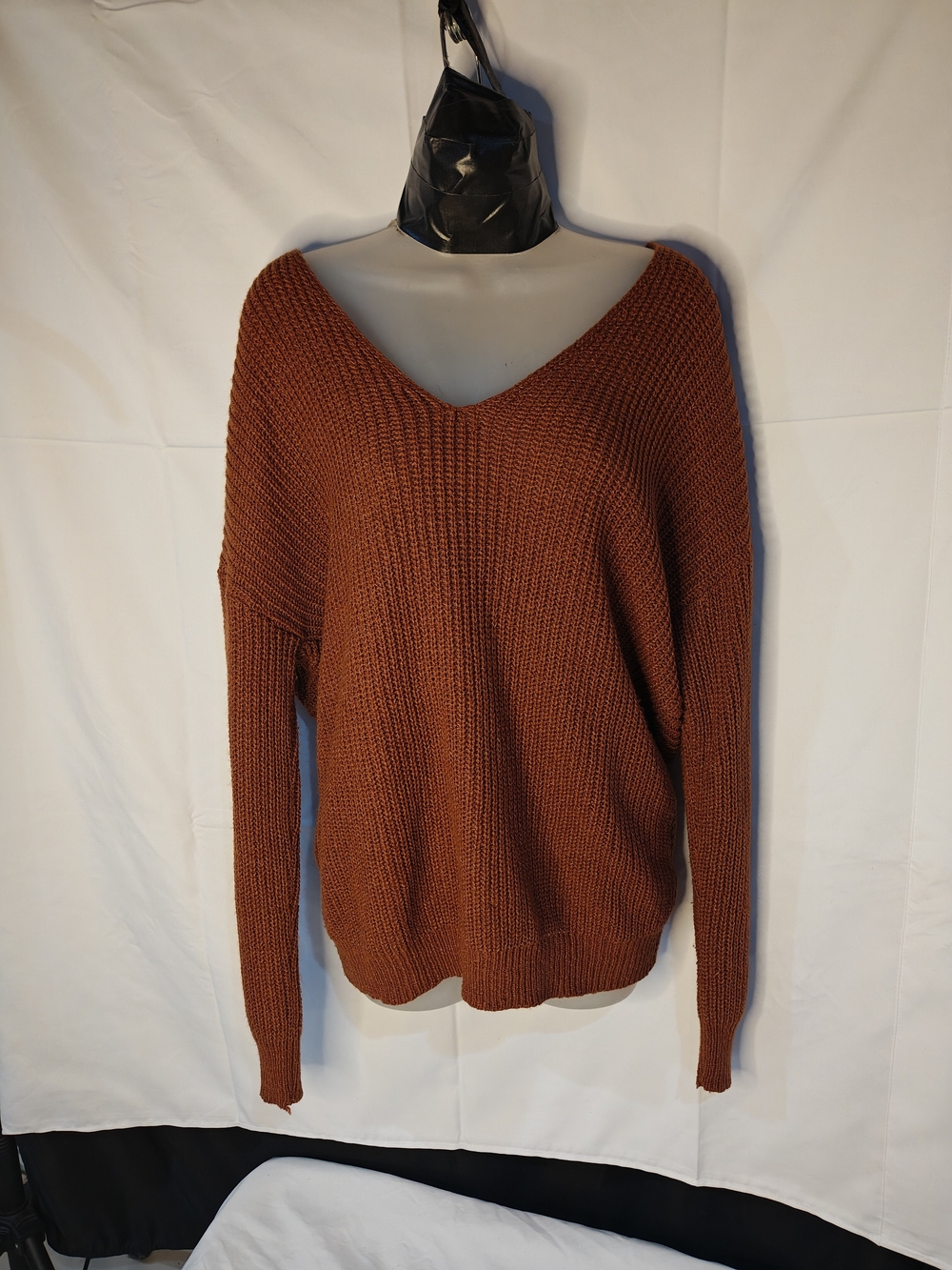 Forever 21 Rust V-Neck Oversized Knit Sweater